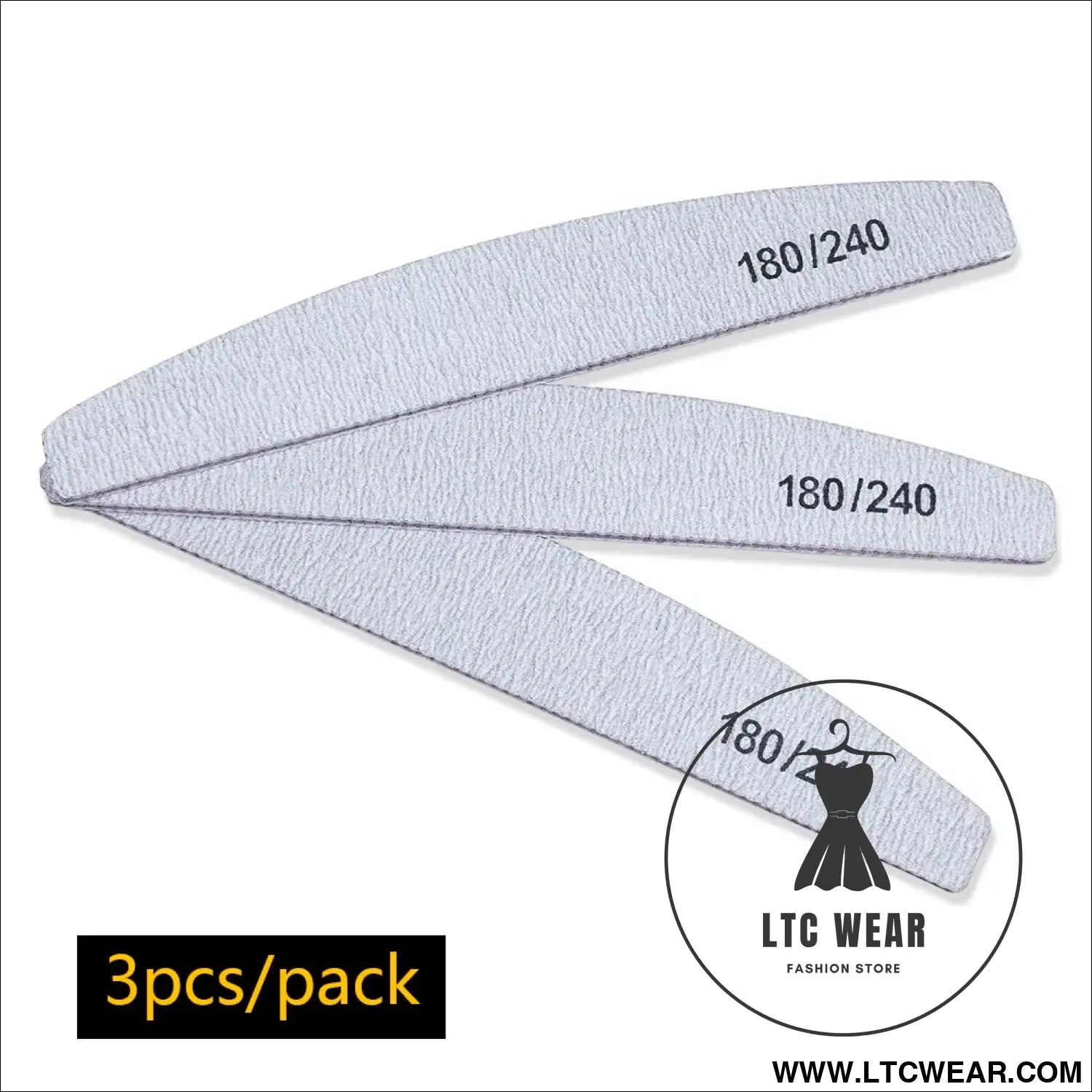 Precision Half Moon Nail File Buffer - 100/180 Grit - L.T.C Wear Online Fashion Store