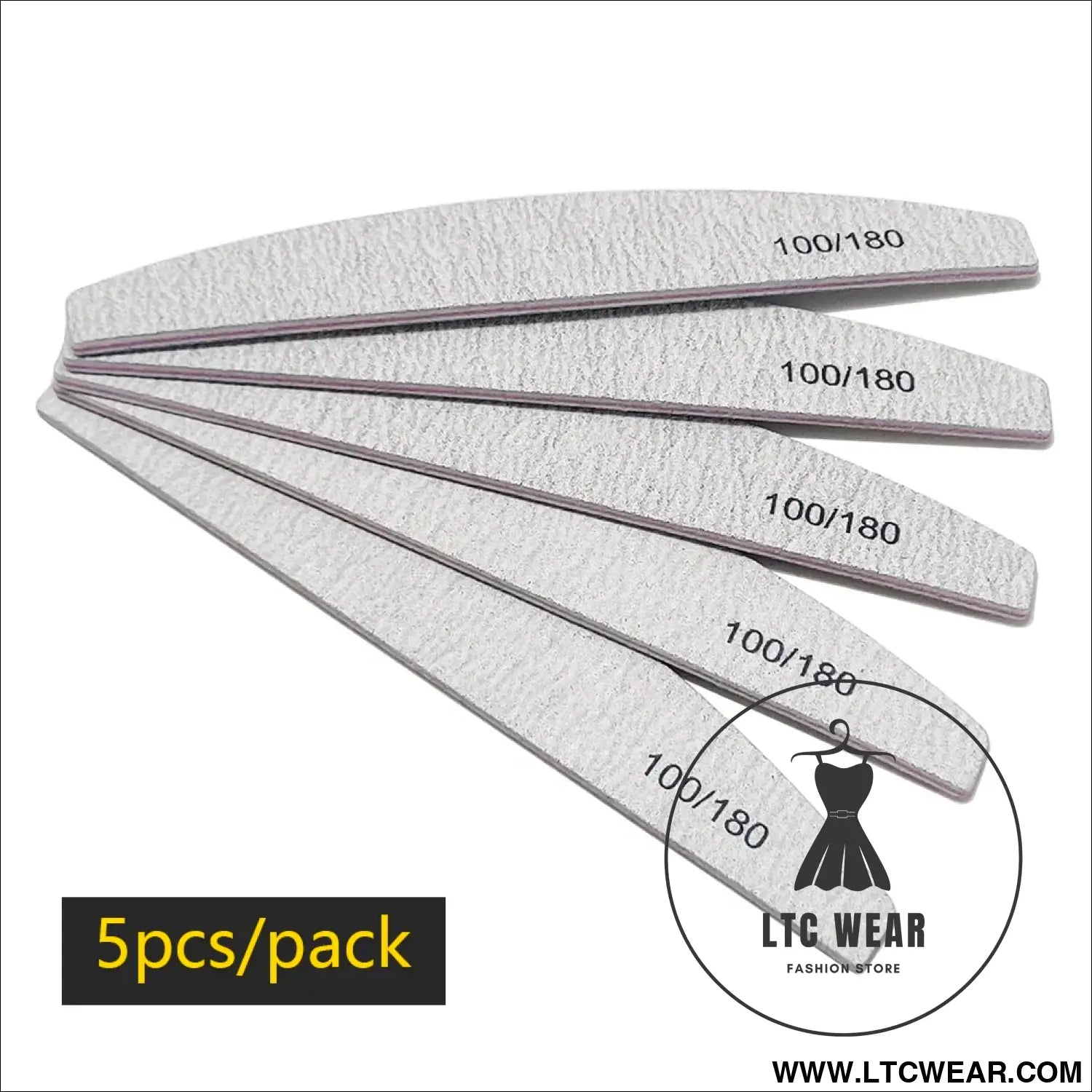 Precision Half Moon Nail File Buffer - 100/180 Grit - L.T.C Wear Online Fashion Store
