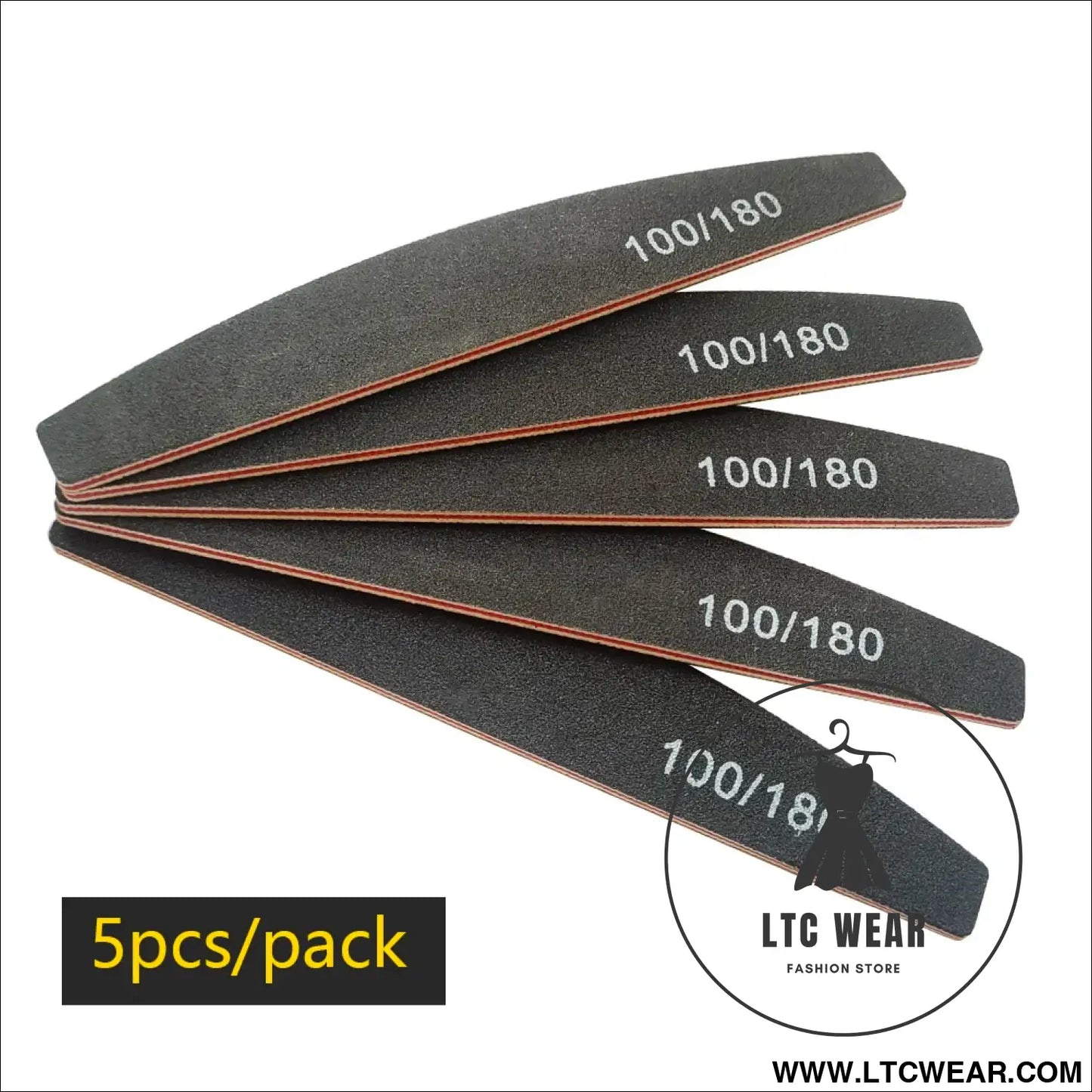 Precision Half Moon Nail File Buffer - 100/180 Grit - L.T.C Wear Online Fashion Store