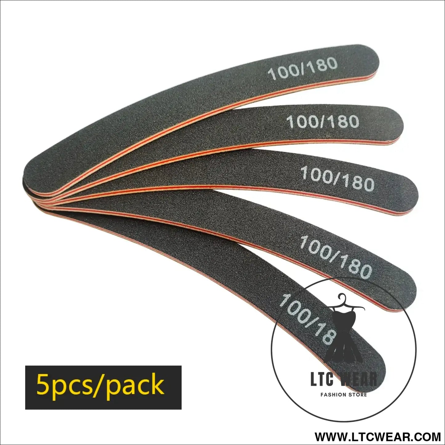Precision Half Moon Nail File Buffer - 100/180 Grit - L.T.C Wear Online Fashion Store