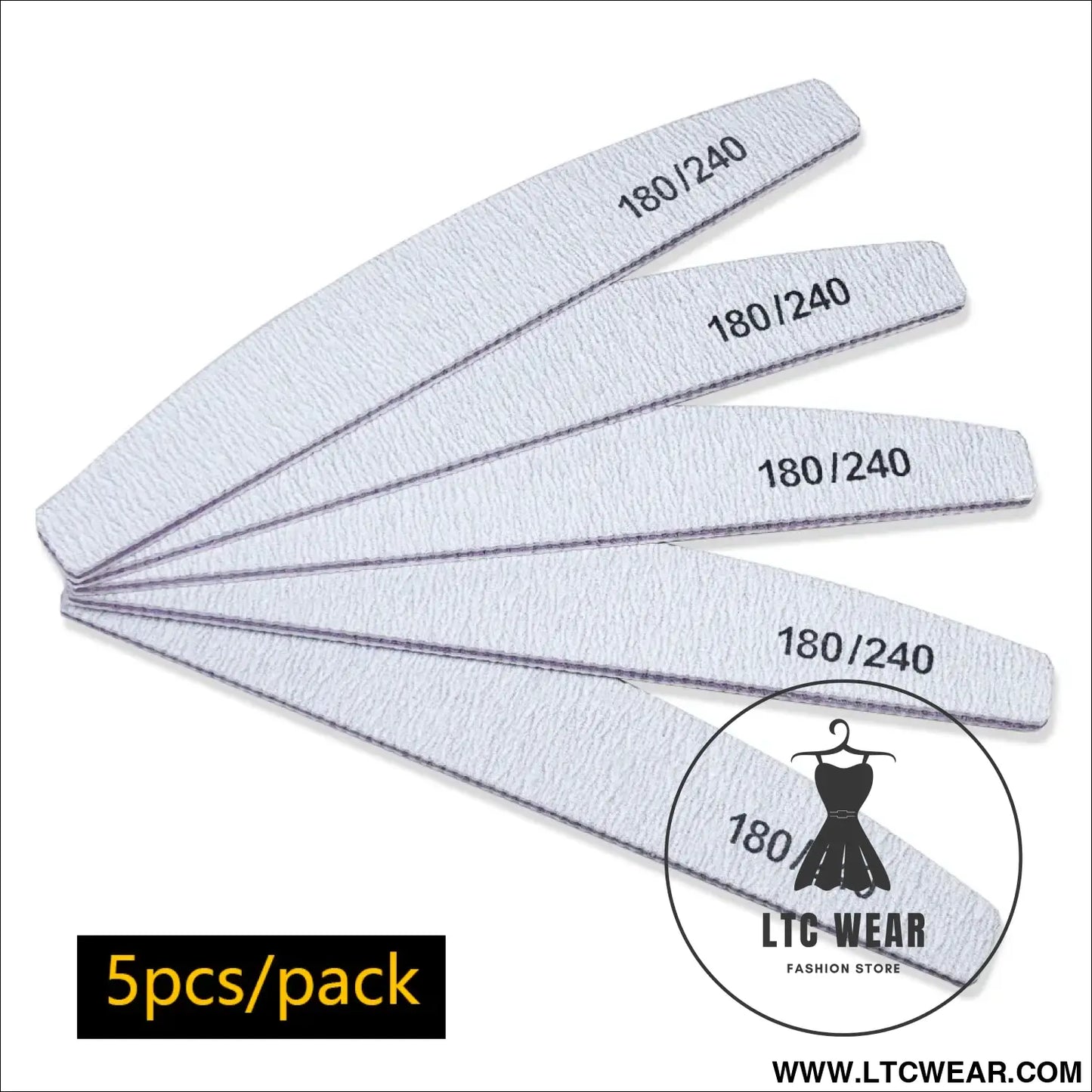 Precision Half Moon Nail File Buffer - 100/180 Grit - L.T.C Wear Online Fashion Store