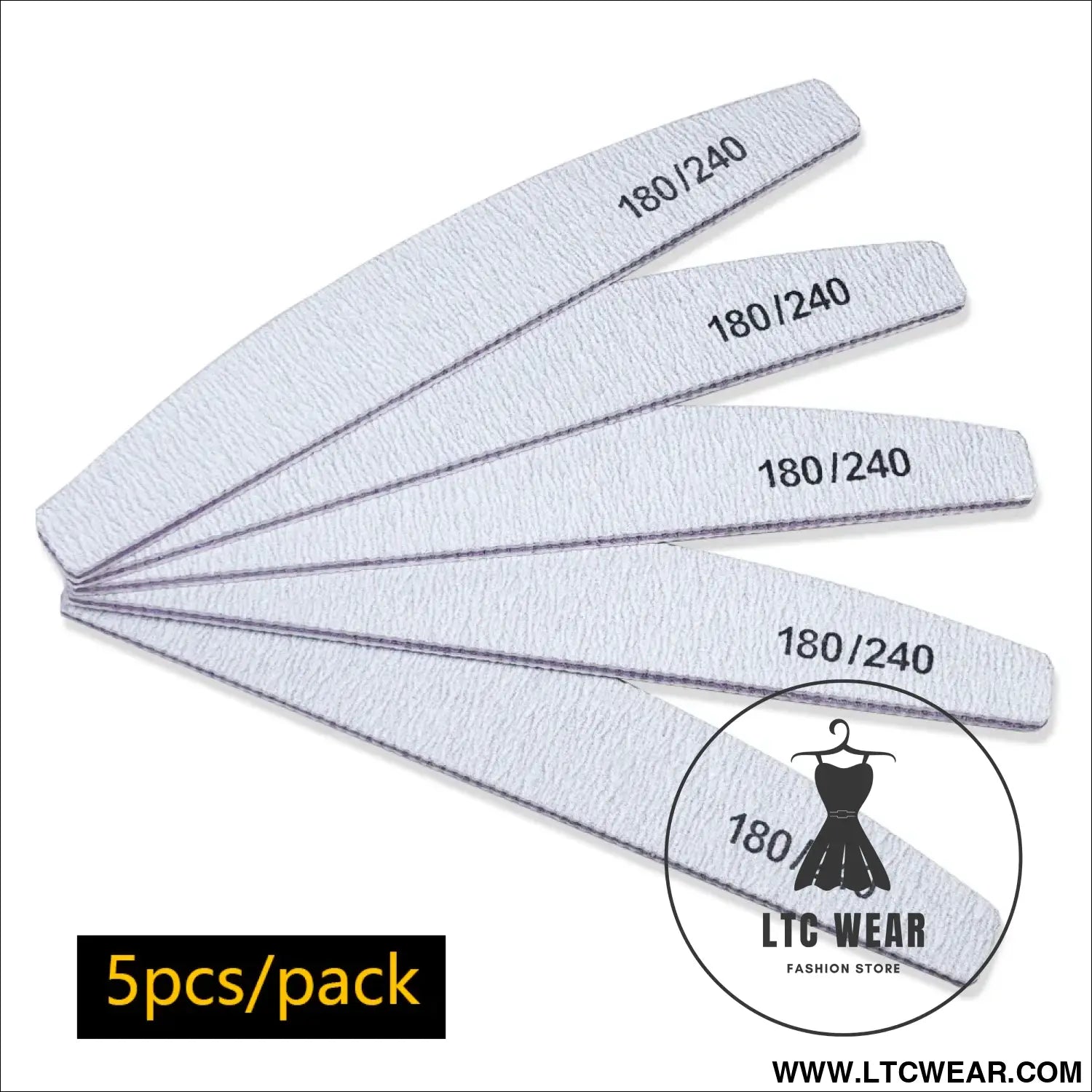 Precision Half Moon Nail File Buffer - 100/180 Grit - L.T.C Wear Online Fashion Store