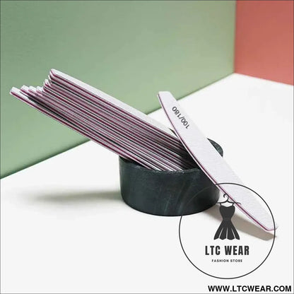 Precision Half Moon Nail File Buffer - 100/180 Grit
