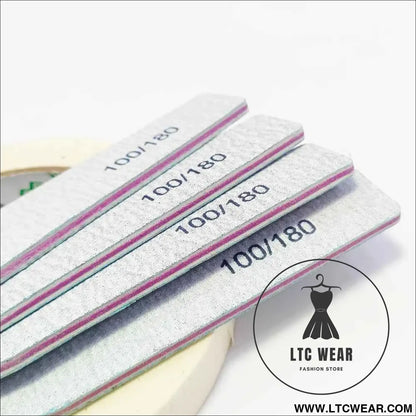 Precision Half Moon Nail File Buffer - 100/180 Grit
