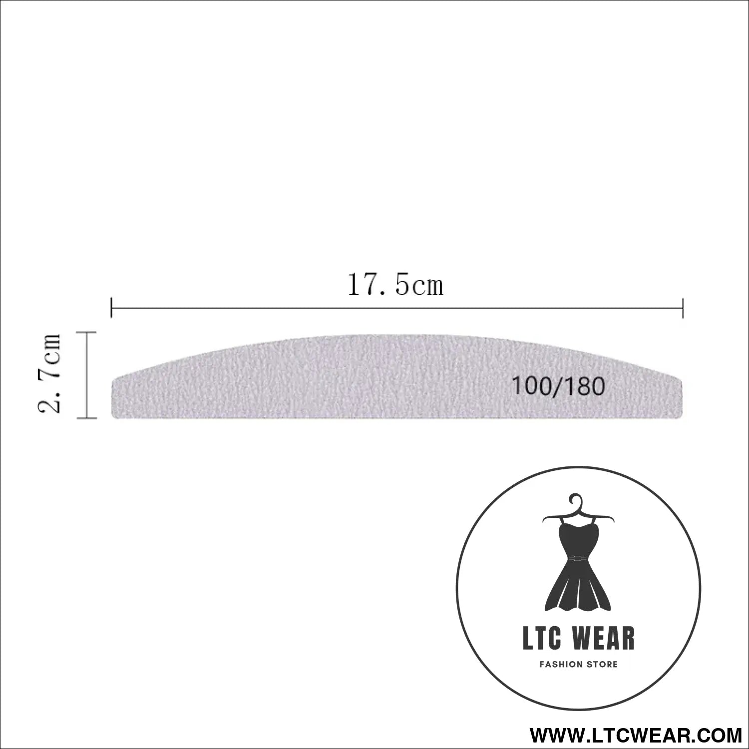 Precision Half Moon Nail File Buffer - 100/180 Grit - L.T.C Wear Online Fashion Store