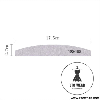 Precision Half Moon Nail File Buffer - 100/180 Grit - L.T.C Wear Online Fashion Store
