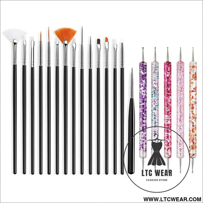 Precision Nail Art Brush Set: 5/20 Pcs for Masterful Designs - L.T.C Wear Online Fashion Store