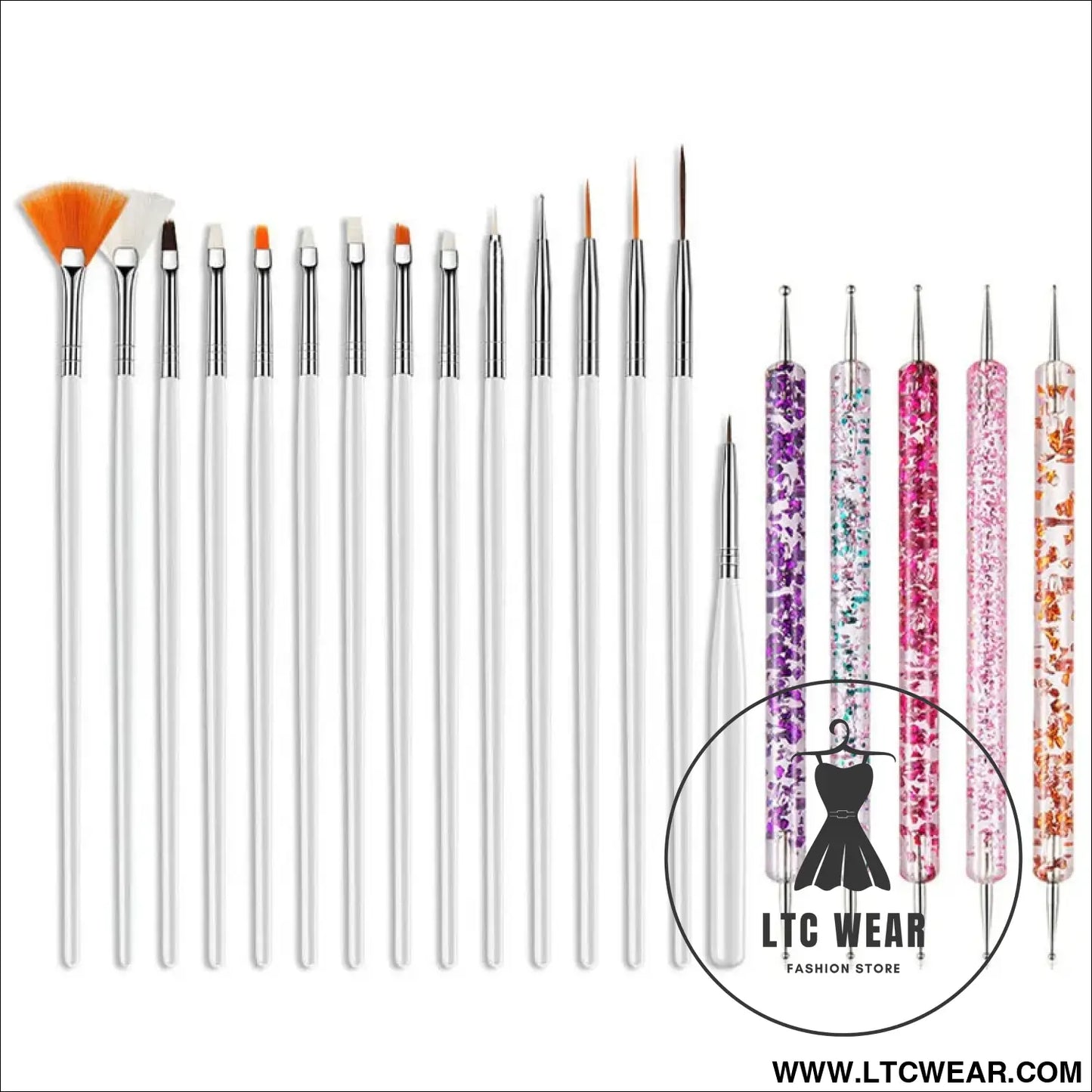 Precision Nail Art Brush Set: 5/20 Pcs for Masterful Designs - L.T.C Wear Online Fashion Store