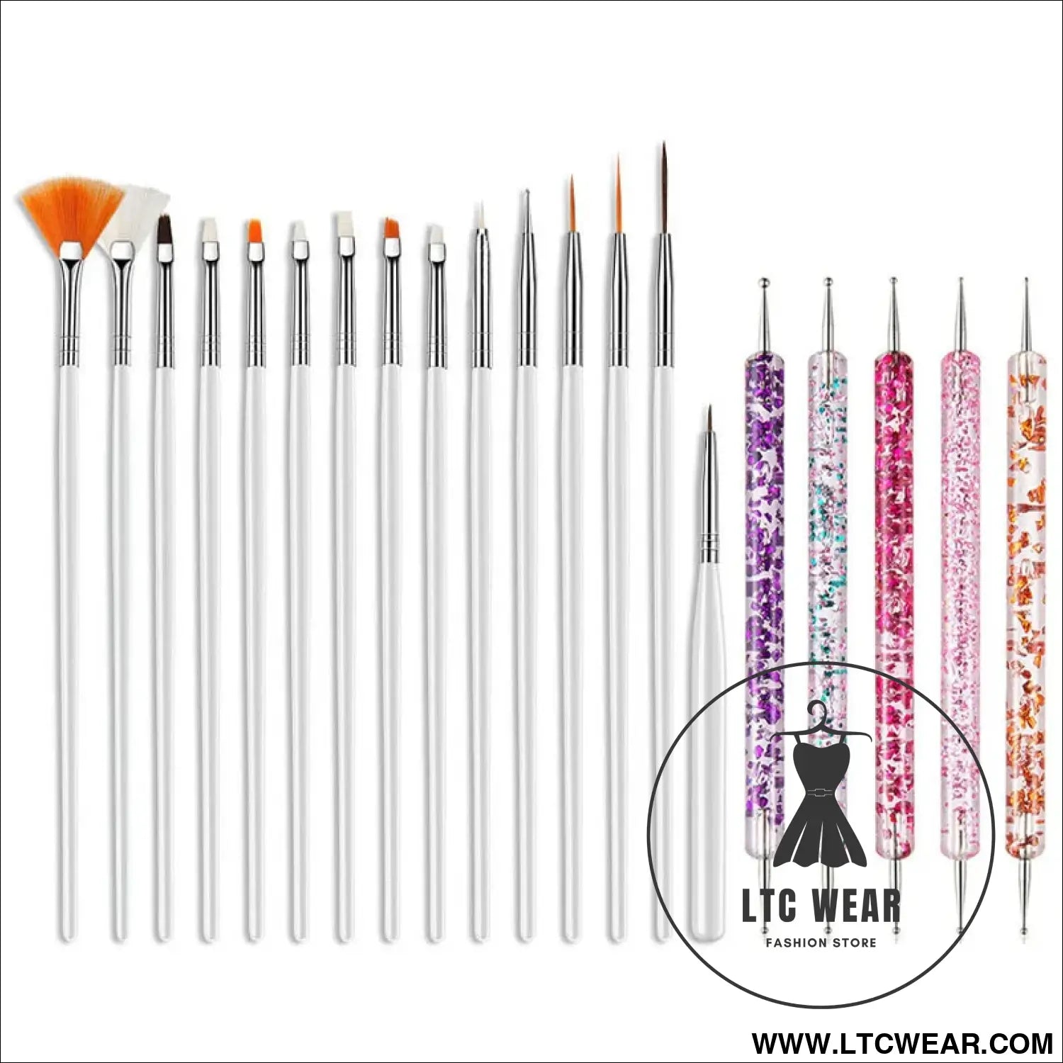Precision Nail Art Brush Set: 5/20 Pcs for Masterful Designs - L.T.C Wear Online Fashion Store