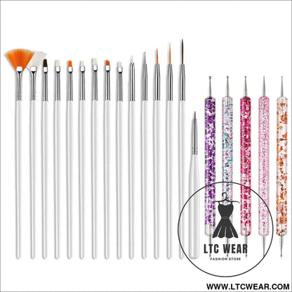 Precision Nail Art Brush Set: 5/20 Pcs for Masterful Designs - L.T.C Wear Online Fashion Store