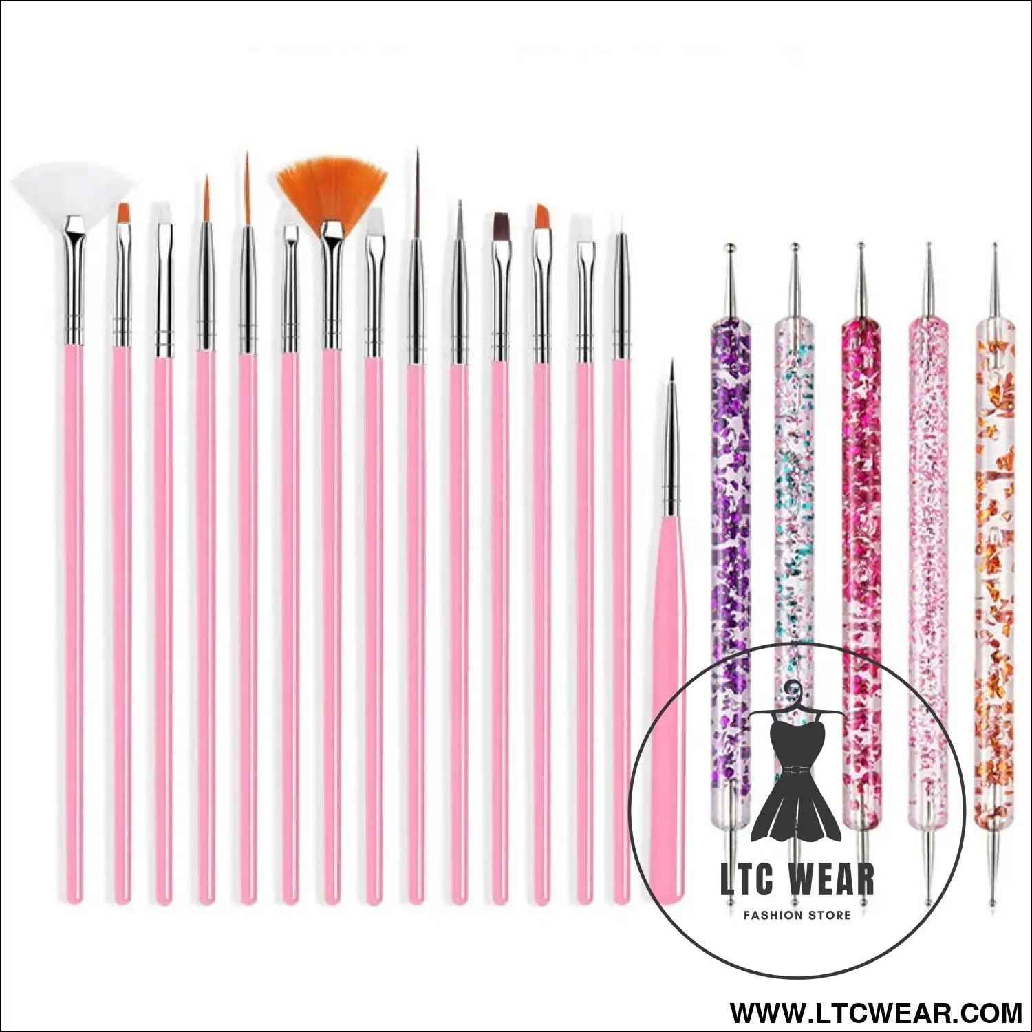 Precision Nail Art Brush Set: 5/20 Pcs for Masterful Designs - L.T.C Wear Online Fashion Store