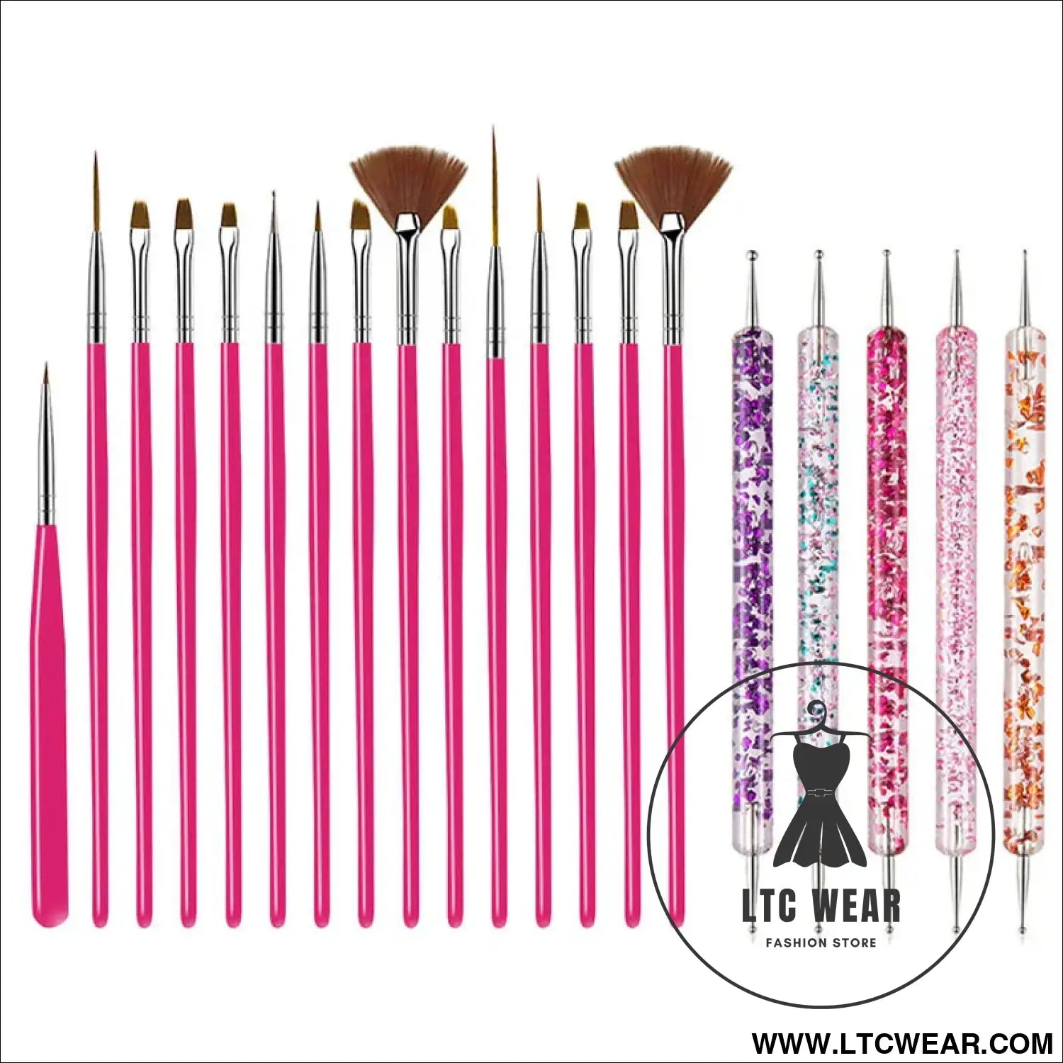 Precision Nail Art Brush Set: 5/20 Pcs for Masterful Designs - L.T.C Wear Online Fashion Store