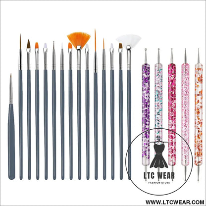 Precision Nail Art Brush Set: 5/20 Pcs for Masterful Designs - L.T.C Wear Online Fashion Store