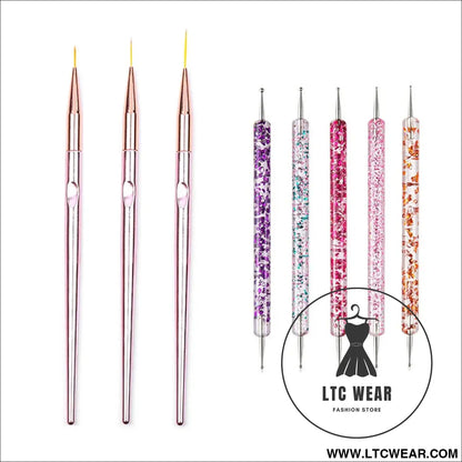 Precision Nail Art Brush Set: 5/20 Pcs for Masterful Designs - L.T.C Wear Online Fashion Store