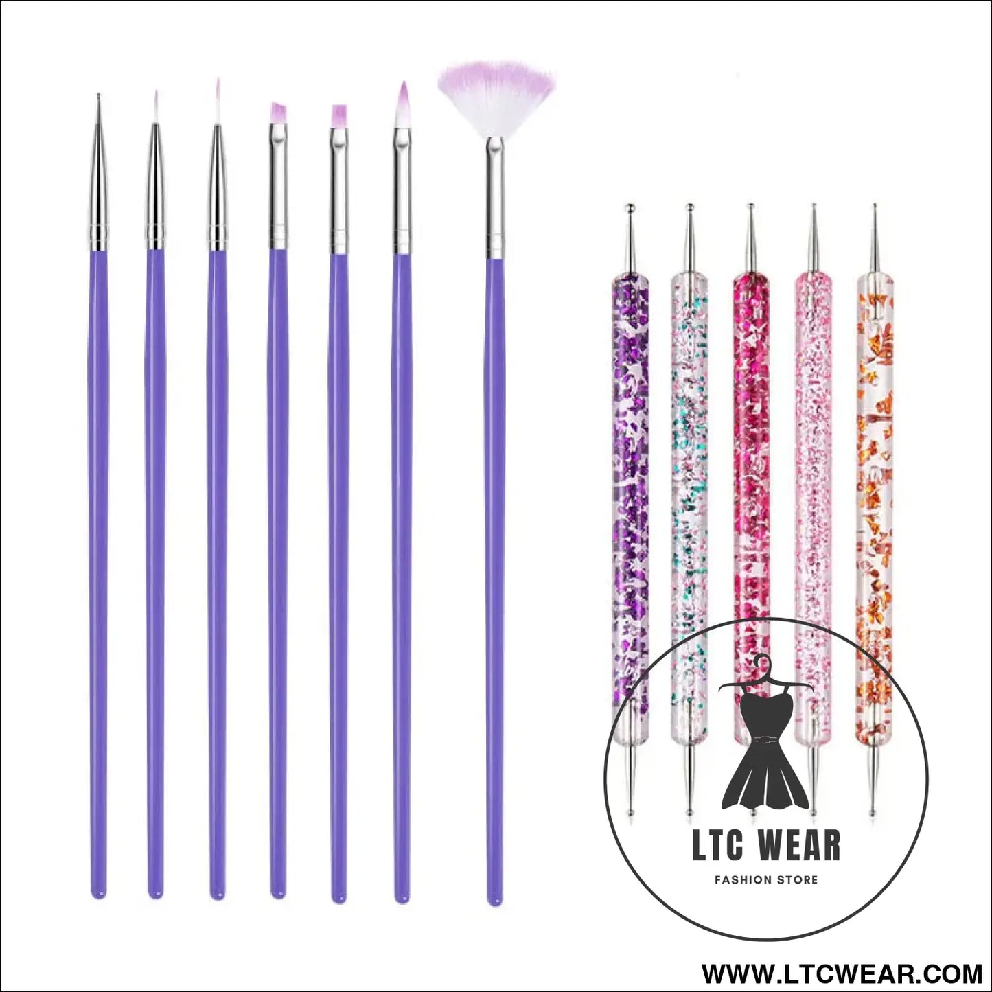 Precision Nail Art Brush Set: 5/20 Pcs for Masterful Designs - L.T.C Wear Online Fashion Store