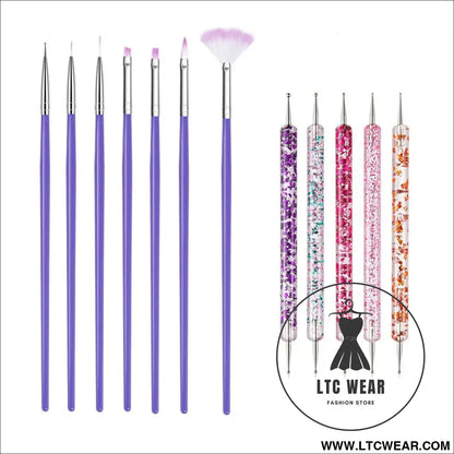 Precision Nail Art Brush Set: 5/20 Pcs for Masterful Designs - L.T.C Wear Online Fashion Store