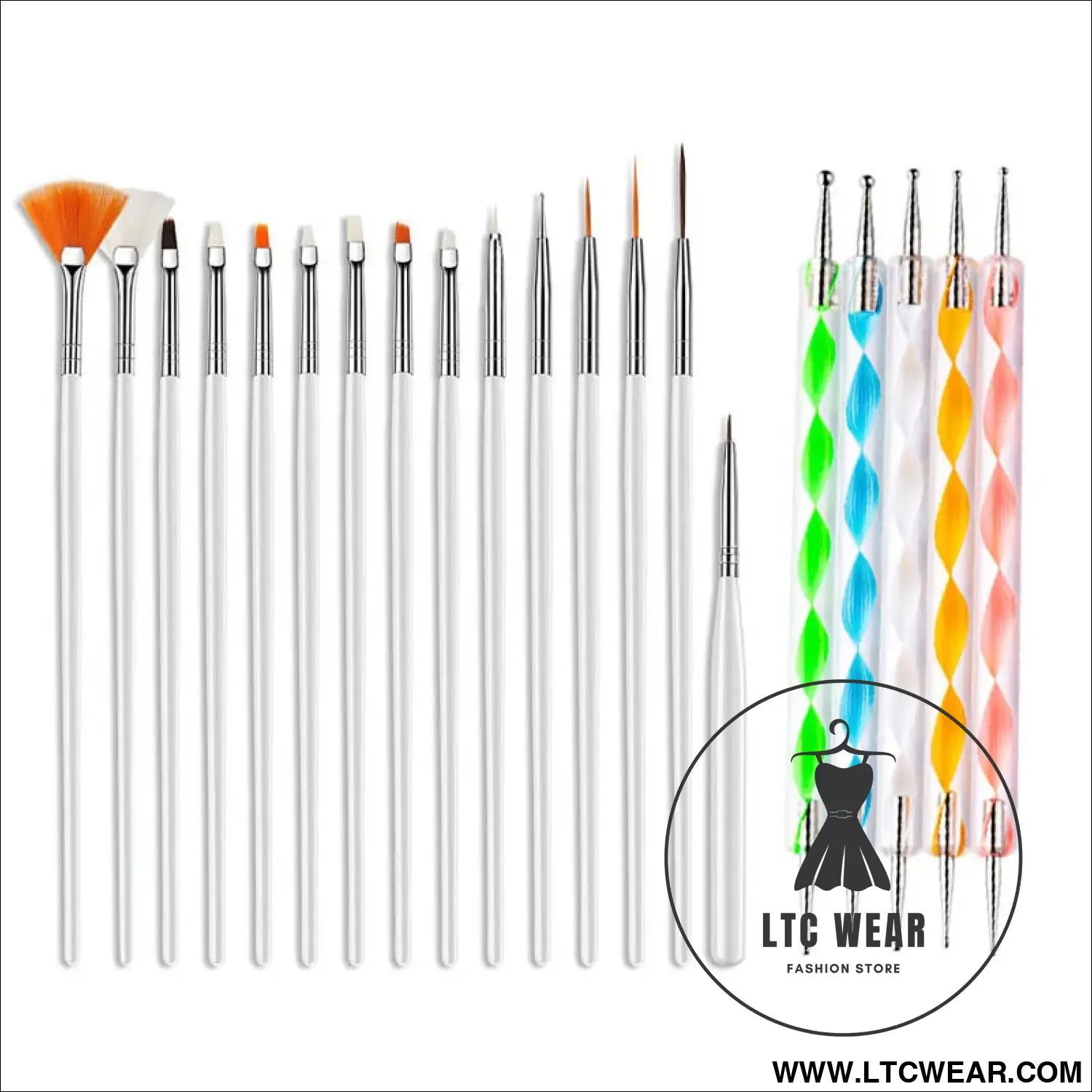 Precision Nail Art Brush Set: 5/20 Pcs for Masterful Designs - L.T.C Wear Online Fashion Store