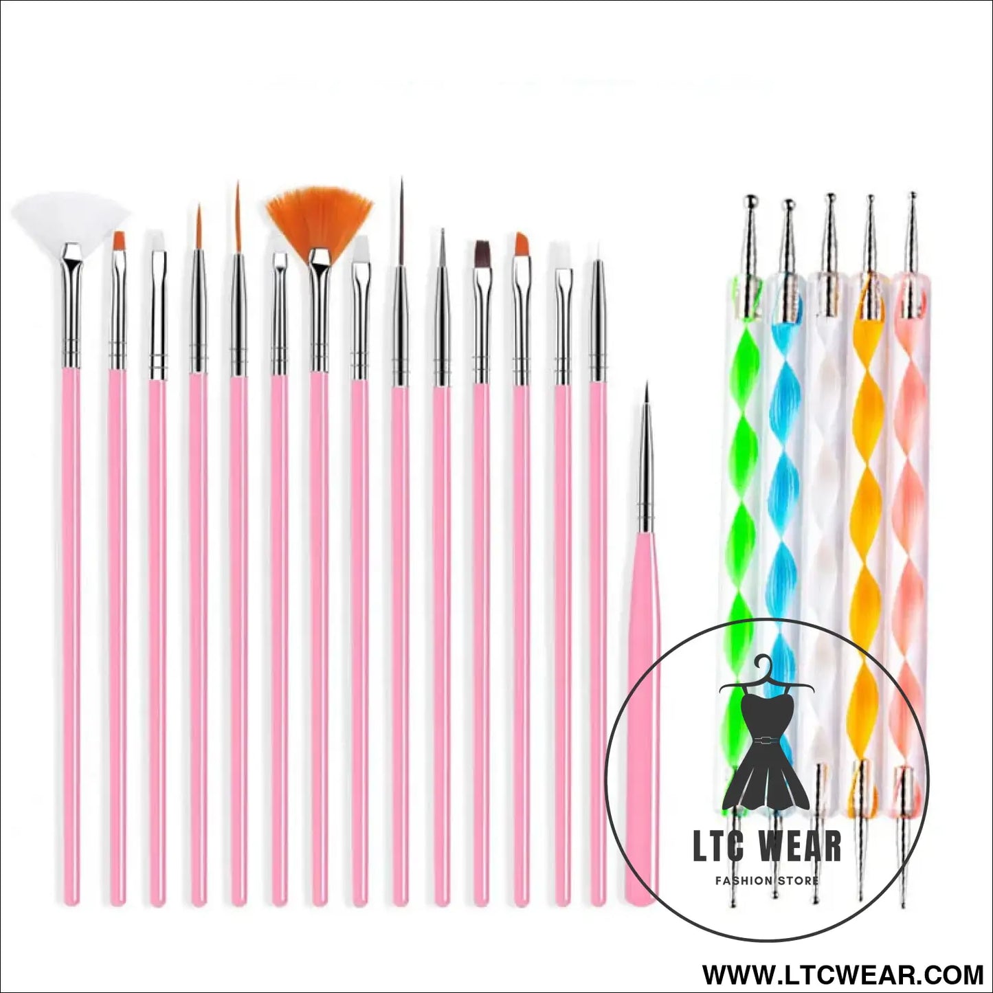 Precision Nail Art Brush Set: 5/20 Pcs for Masterful Designs - L.T.C Wear Online Fashion Store