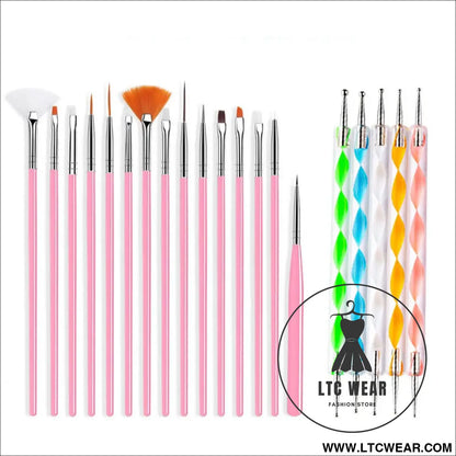 Precision Nail Art Brush Set: 5/20 Pcs for Masterful Designs - L.T.C Wear Online Fashion Store