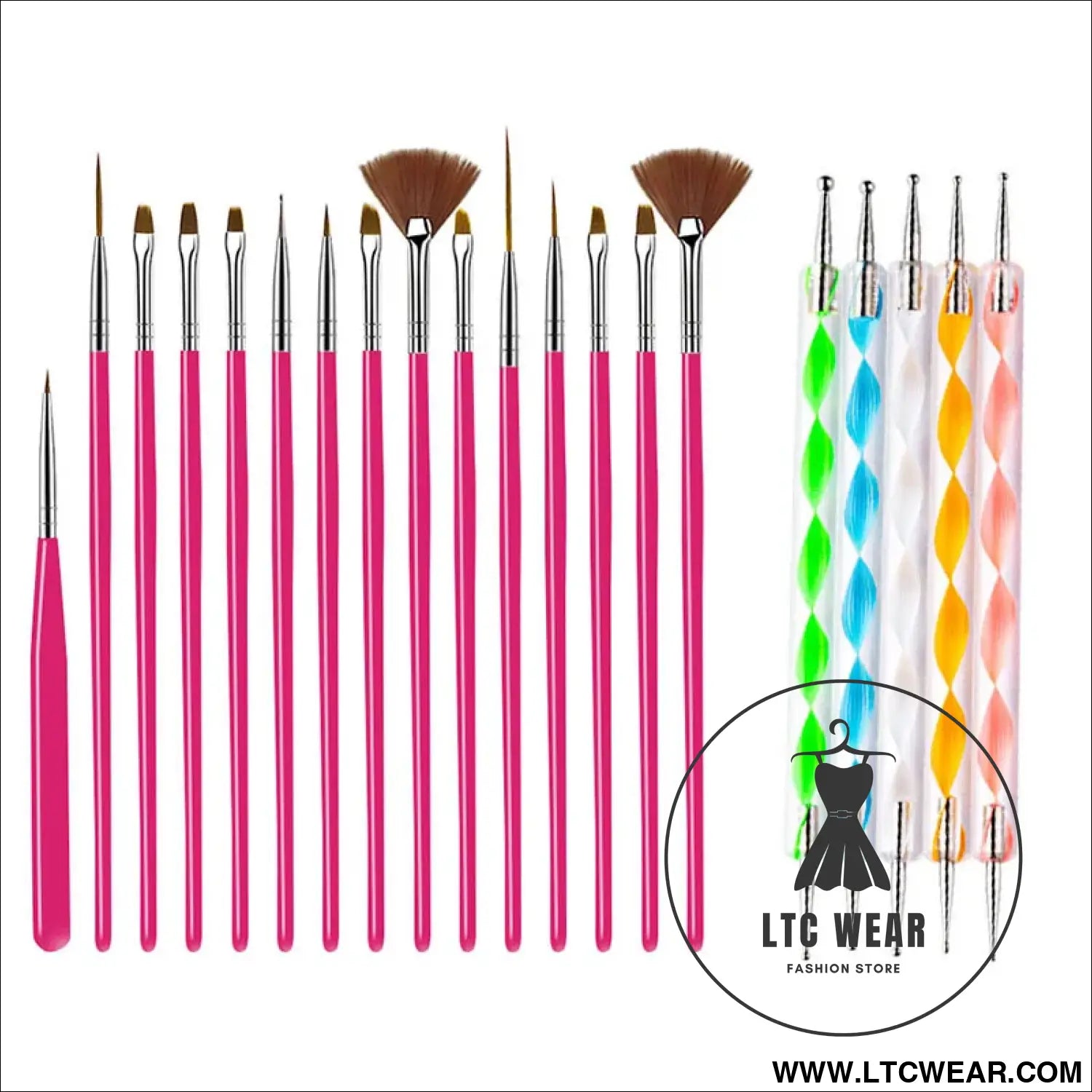 Precision Nail Art Brush Set: 5/20 Pcs for Masterful Designs - L.T.C Wear Online Fashion Store