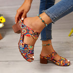 Geometric Pattern Casual High Heel Sandals for Women