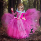 Princess dress sleeping beauty dress frozen and snowy romance girl dress mesh long sleeved fluffy performance suit