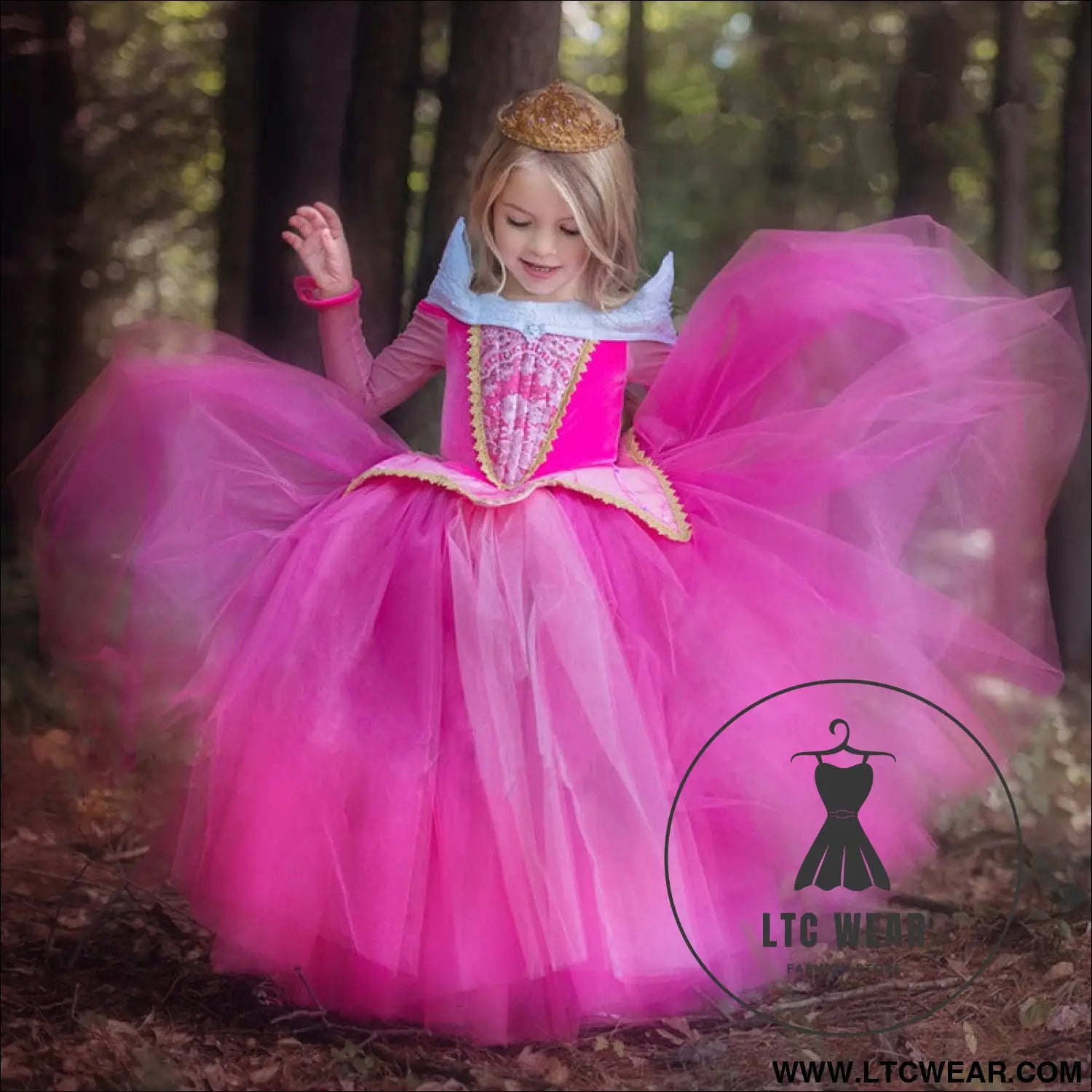 Princess dress sleeping beauty dress frozen and snowy romance girl dress mesh long sleeved fluffy performance suit