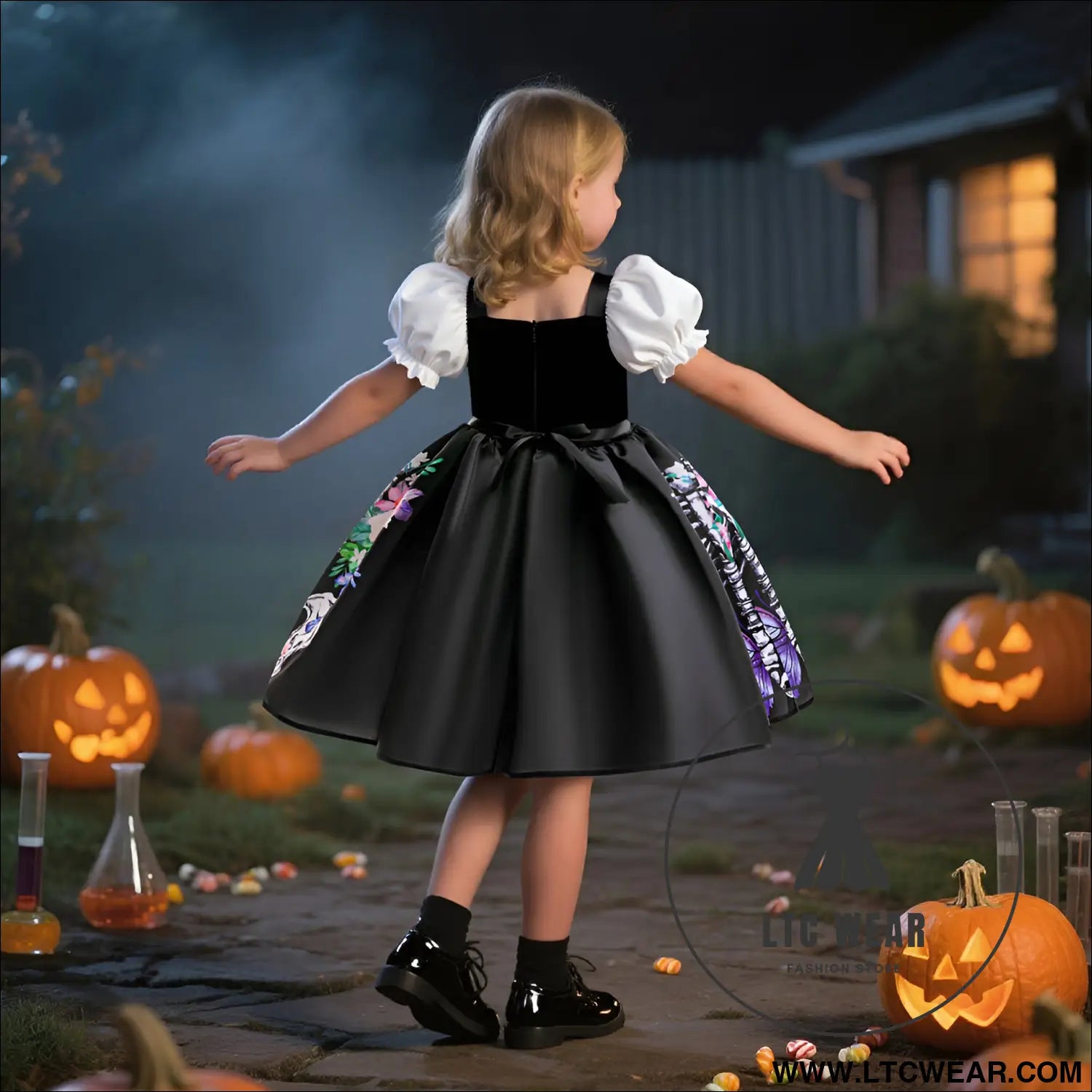 Princess puff sleeve a-line children’s gown halloween dress