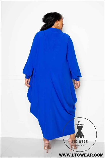 Print Drapy Shirt Maxi Dress
