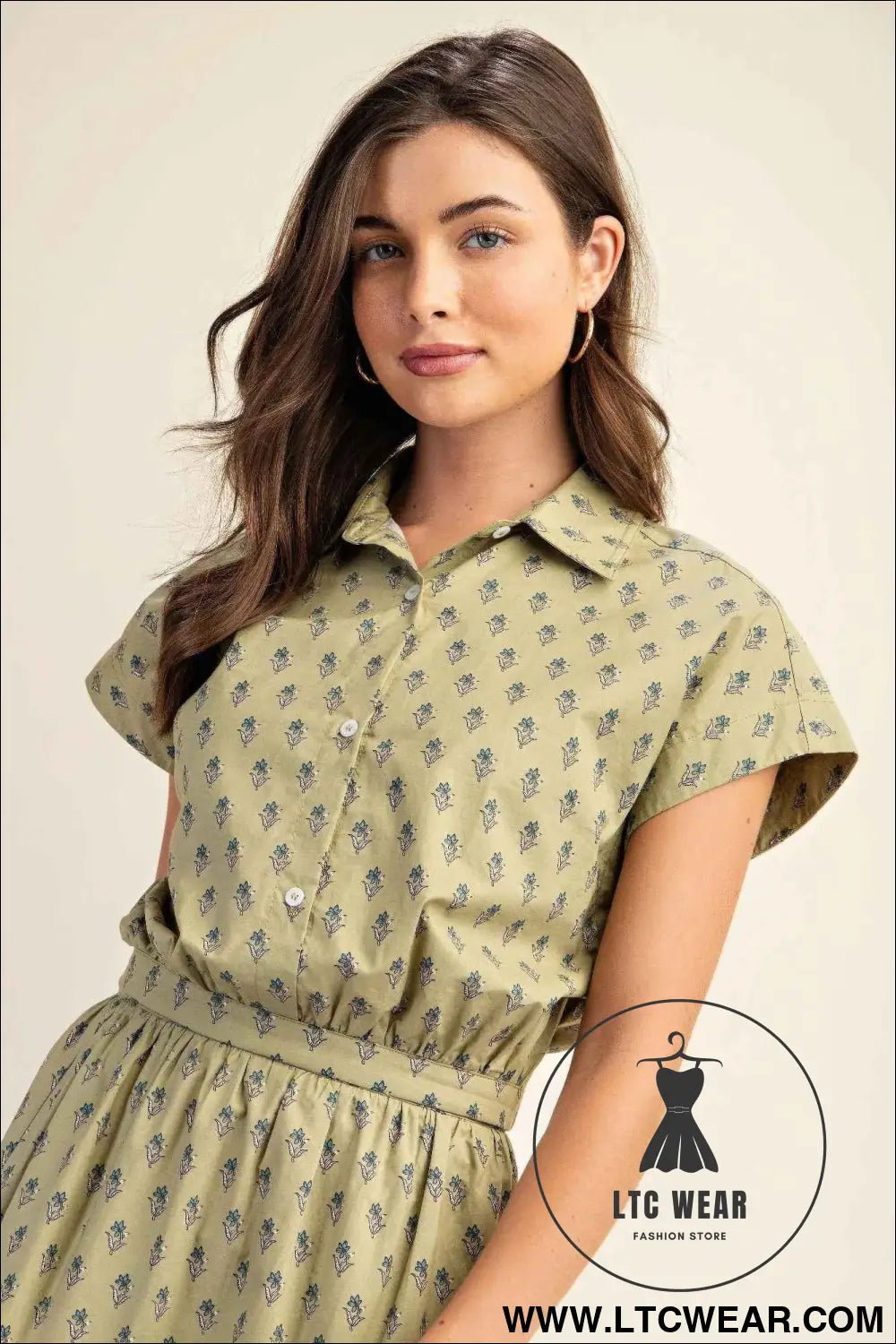 Printed drop shoulder cropped shirt