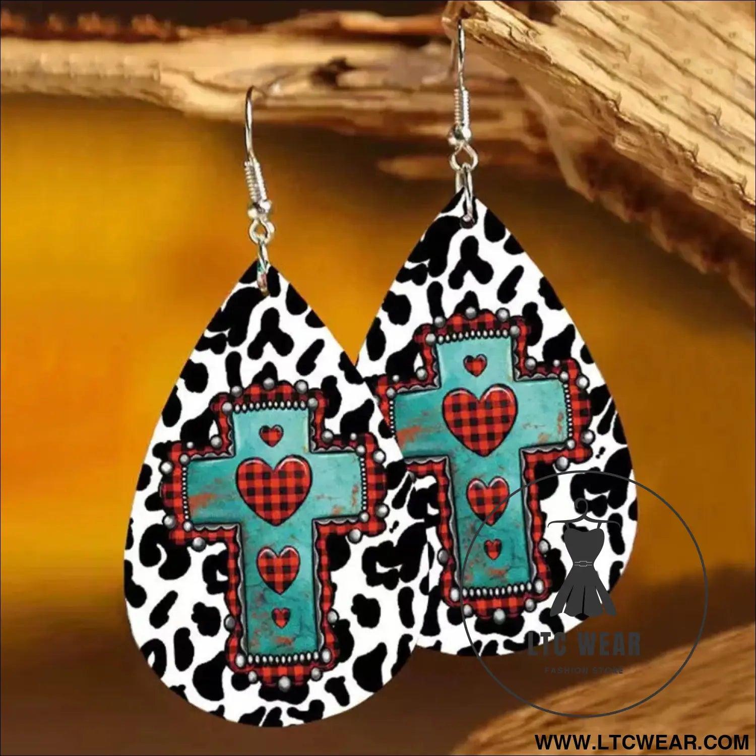 Pu leather iron hook teardrop earrings - style a / one size