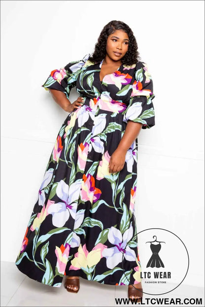 Puff Sleeve Button Front Dress