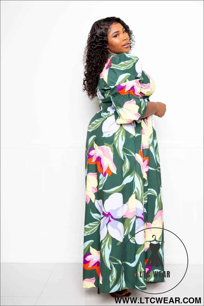 Puff Sleeve Button Front Dress