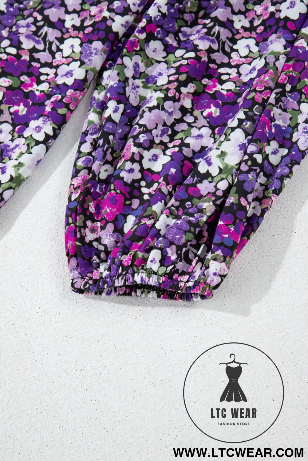 Purple boho ditsy floral split v neck bubble sleeve blouse - 20%