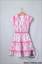 Purple Tiered Ruffles Sleeveless Summer Floral Dress