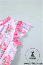 Purple Tiered Ruffles Sleeveless Summer Floral Dress