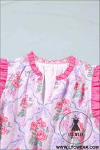 Purple Tiered Ruffles Sleeveless Summer Floral Dress