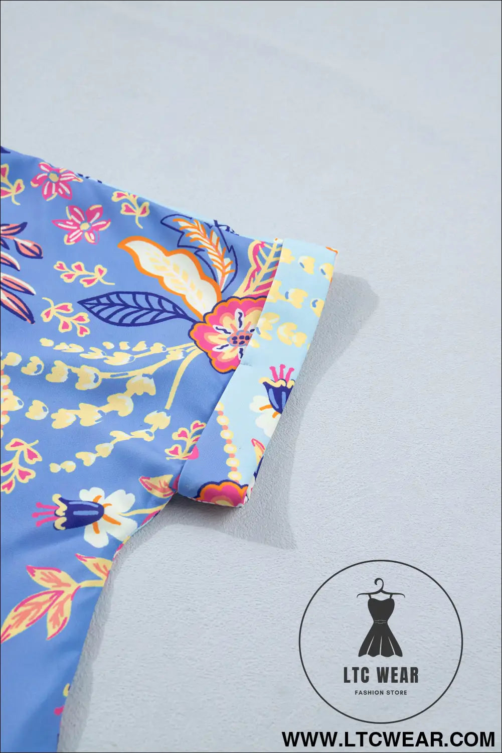 Purple Vacation Floral Print V Neck Short Sleeve Blouse - L.T.C Wear Online Fashion Store