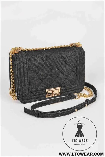 Quilted Denim Crossbody Bag