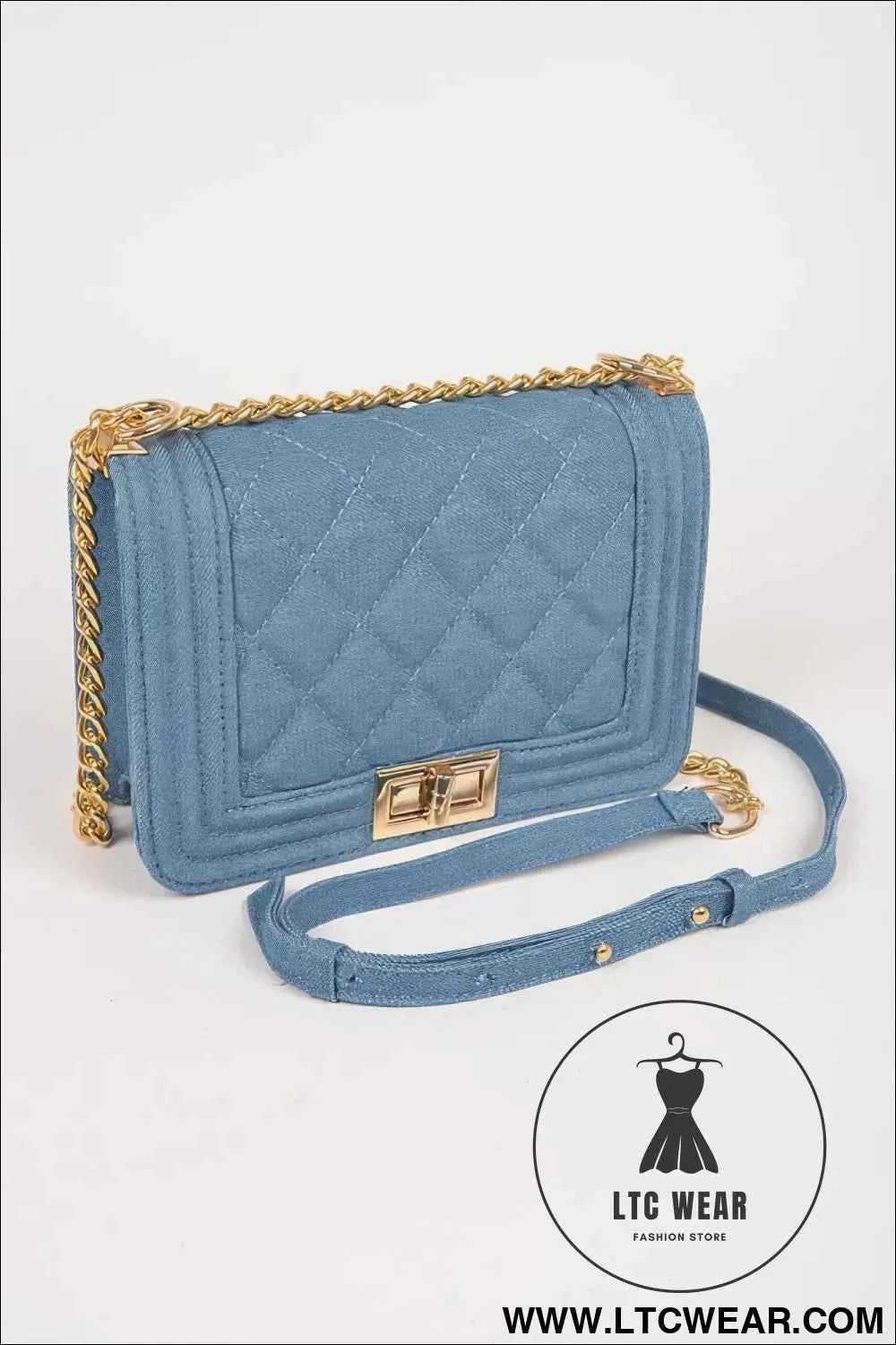 Quilted Denim Crossbody Bag