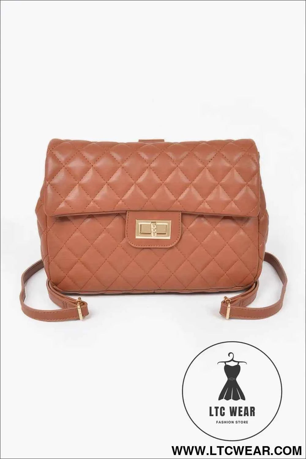 Quilted Faux Leather Backpack with Flap Closure