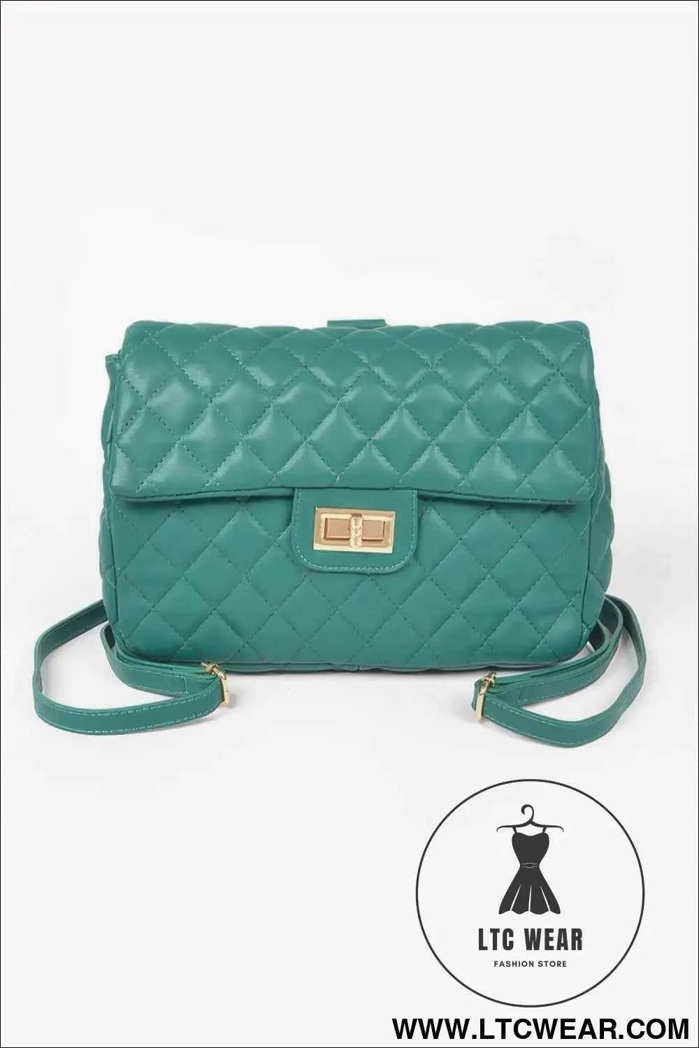 Quilted Faux Leather Backpack with Flap Closure