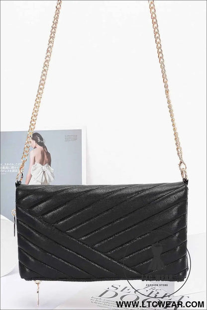 Quilted Faux Leather Half Folded Cltuch