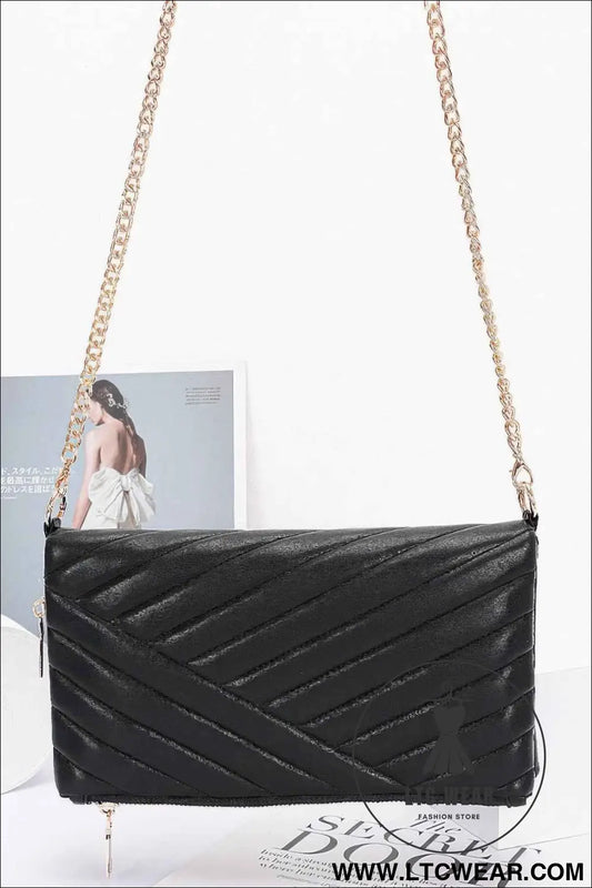 Quilted Faux Leather Half Folded Cltuch