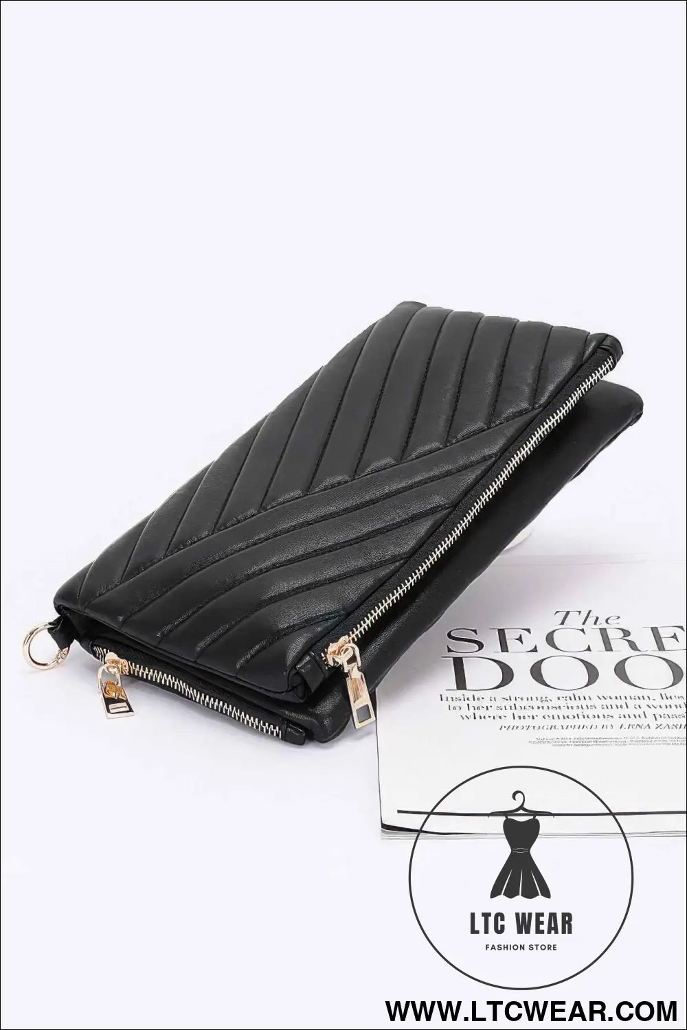 Quilted Faux Leather Half Folded Cltuch