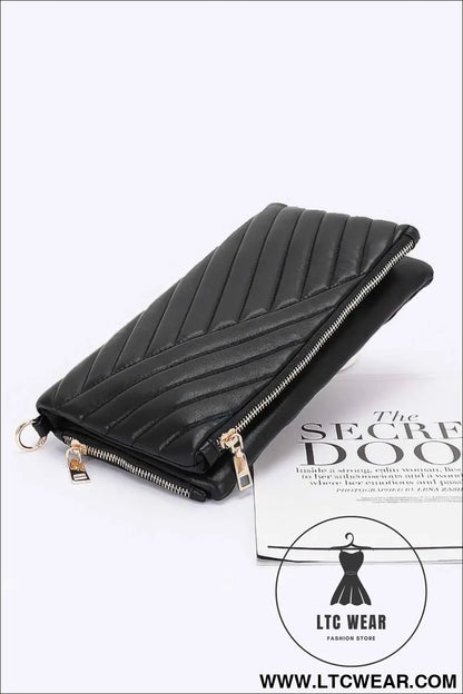 Quilted Faux Leather Half Folded Cltuch