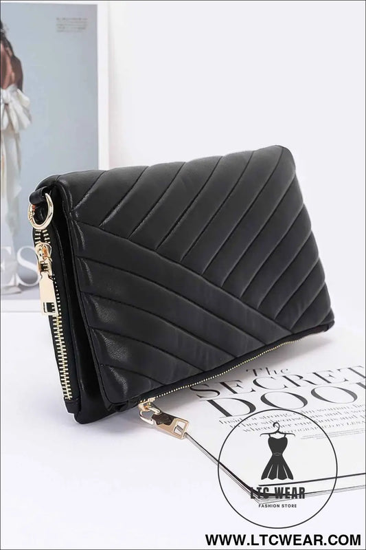 Quilted Faux Leather Half Folded Cltuch