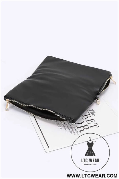 Quilted Faux Leather Half Folded Cltuch