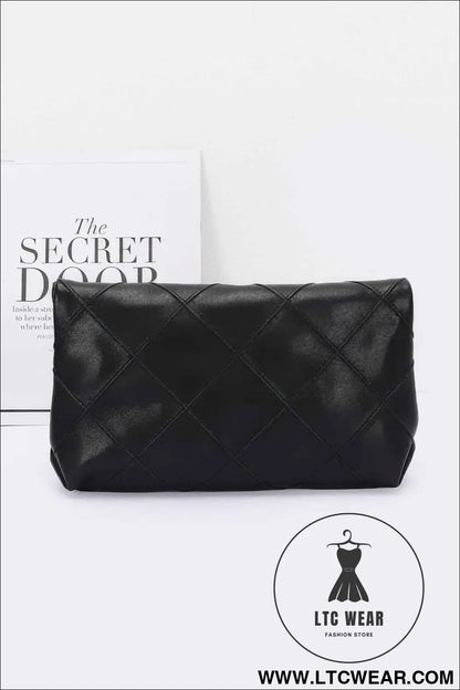 Quilted Faux Leather Pouch