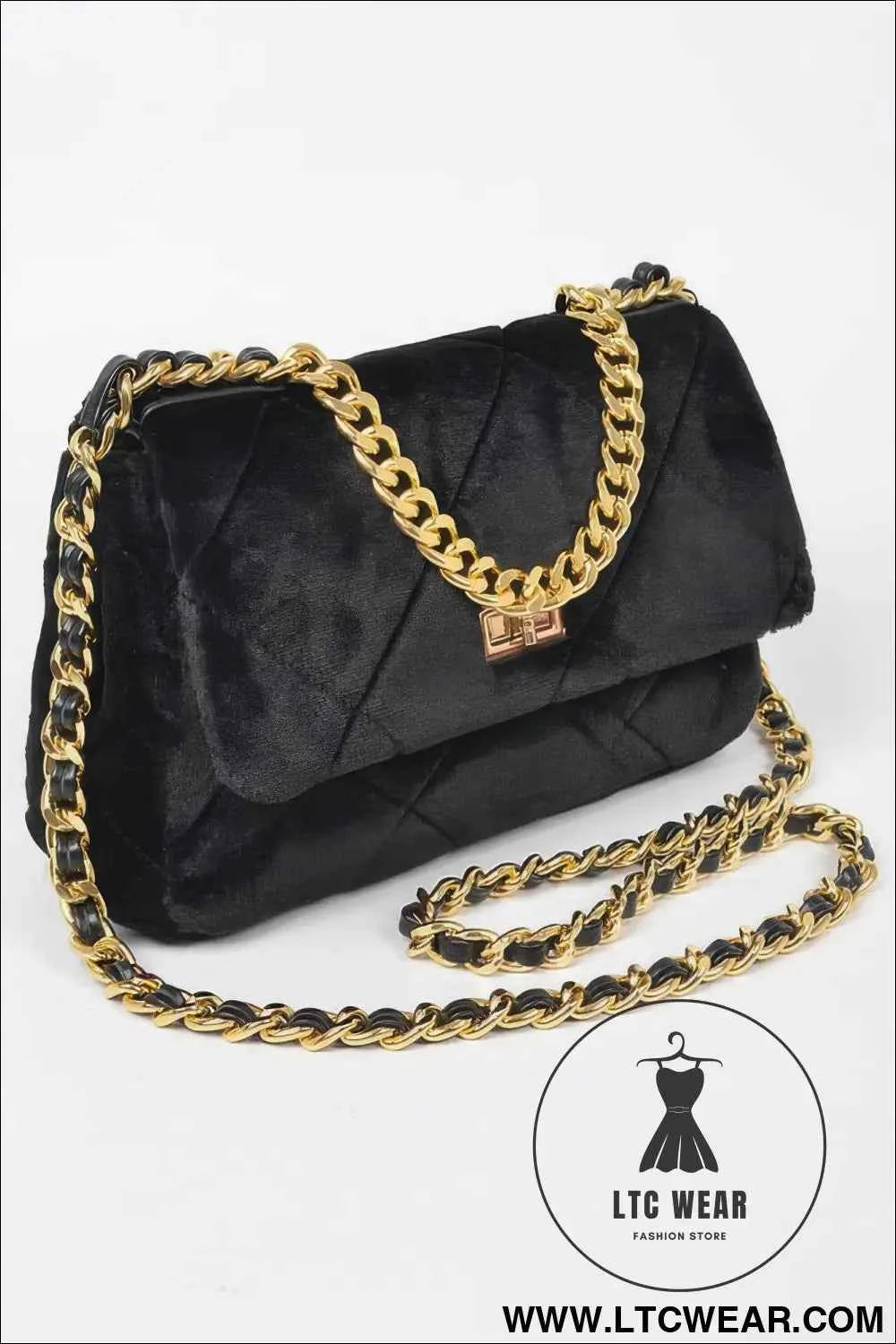 Quilted Fur Chain Flap Clutch - Stylish Quilted Fur Clutch Handbag